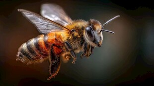 飞行中的勤劳蜜蜂