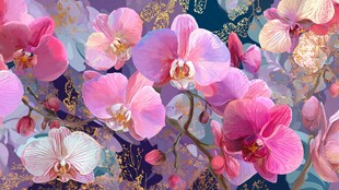 梦幻粉色兰花花卉图景
