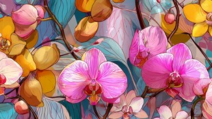 梦幻多彩兰花绽放图