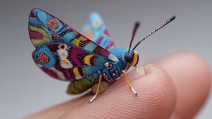 彩蝶停指尖 绚丽如梦幻