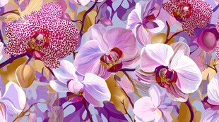 梦幻紫色系兰花花卉图案