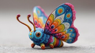 彩色手绘风梦幻蝴蝶摆件