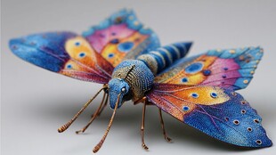 梦幻彩色机械蝴蝶艺术品