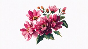 艳丽粉色花卉插画作品