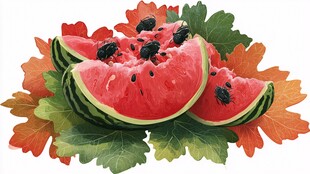 秋日西瓜切片图