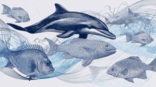 海豚与群鱼的海洋梦幻图景