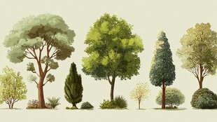 多样树木绿植插画集合