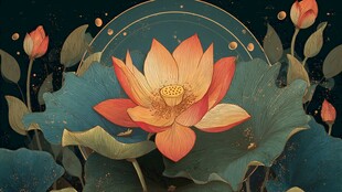 梦幻绽放的水中红莲花