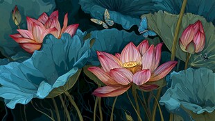 夏日荷塘 荷花与蝶的邂逅