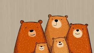 一家熊的温馨插画