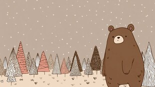 冬日森林里的可爱棕熊