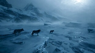 雪野中的孤狼群