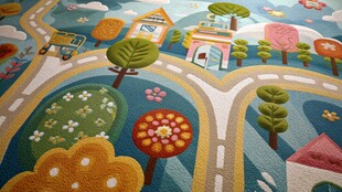 童趣梦幻小镇地毯图案