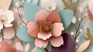 立体纸艺花卉装饰图案