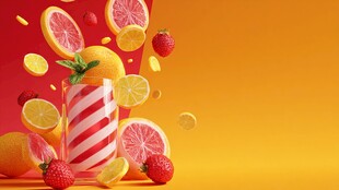 缤纷鲜果入杯的活力画面