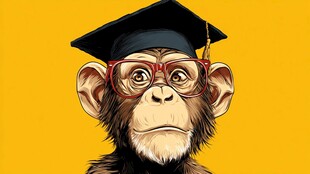 戴学士帽眼镜的猴子头像