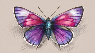 梦幻彩翼蝴蝶手绘插画