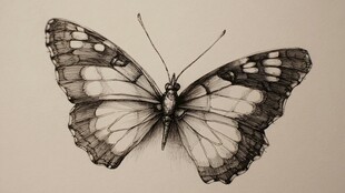 黑白手绘蝴蝶精美图