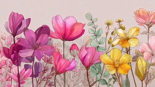 缤纷花卉插画 浪漫植物世界