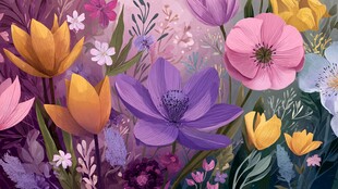 缤纷花卉插画 梦幻花世界