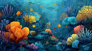 海底珊瑚与多彩鱼儿景观