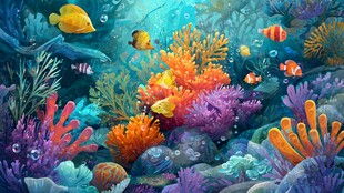 梦幻海底世界的缤纷珊瑚鱼