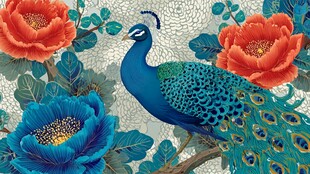 孔雀牡丹图 华丽中式风情