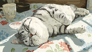 慵懒猫咪惬意躺卧