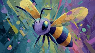 色彩斑斓的卡通蜜蜂插画