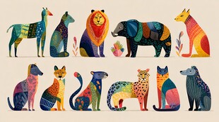多彩动物插画集合