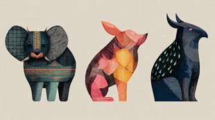 动物拼贴艺术插画