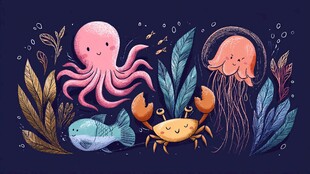 海底萌趣生物欢乐聚会