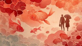 锦鲤相伴下的浪漫漫步