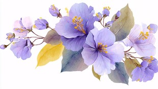 淡紫色花卉水彩插画