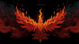 火焰凤凰展翅 神秘且壮美