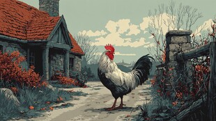 乡村小道上的威武大公鸡