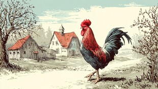 田园中昂首挺立的大公鸡