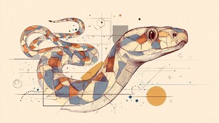 抽象几何风格缠绕蛇图案