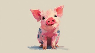 可爱粉猪插画