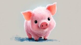 可爱粉色小猪插画