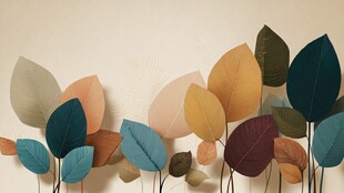 多彩叶片墙面装饰艺术