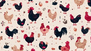 可爱鸡群图案背景设计
