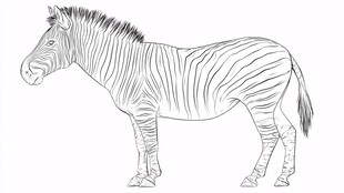 线条勾勒的站立斑马