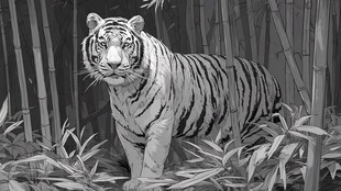 竹林中的威严老虎