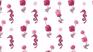 海马花朵图案装饰素材