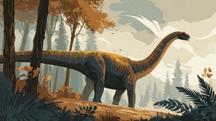 森林中的长颈恐龙漫步