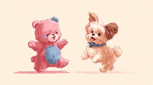 小熊与小狗的欢乐瞬间