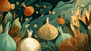 奇幻葱类植物的梦幻场景