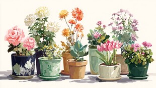 多彩盆栽花卉艺术展示