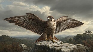 展翅雄鹰立于山巅